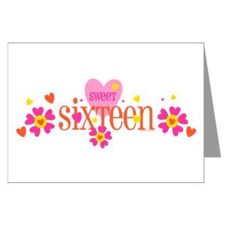 16 Gifts  16 Greeting Cards  Sweet 16 Heart Flower Greeting Card