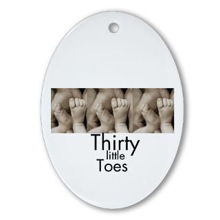 30 Tiny Toes Triplets Oval Ornament