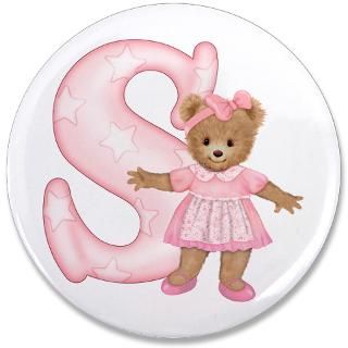Alphabet Gifts  Alphabet Buttons  Teddy Alphabet S Pink 3.5