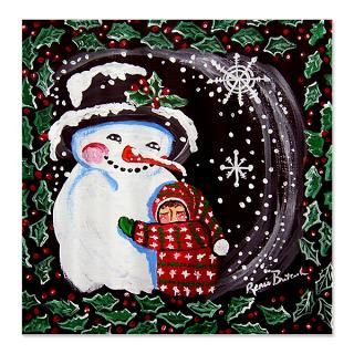 snowman hug christmas folk art shower curtain $ 46 99