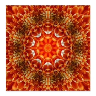 Abstract Orange Floral Tile 47 Shower Curtain