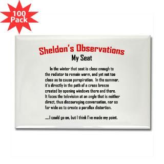 and Entertaining  Sheldons My Seat Quote Rectangle Magnet (100 pack