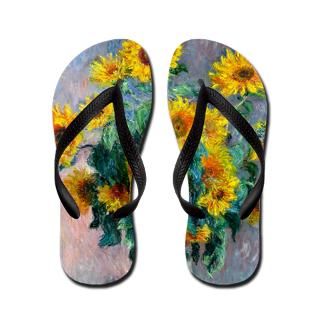 Art Gifts  Art Bathroom  Monet   Sunflowers Flip Flops