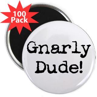 80s Humor Gnarly Dude Rectangle Magnet (100 pack)
