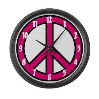 Pink Peace Sign Wall Clock by expressivemind