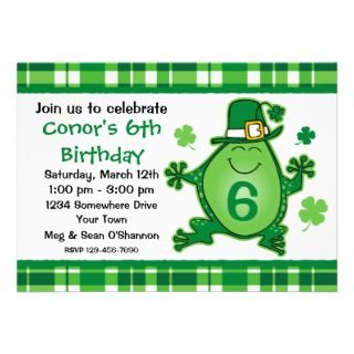 Leprechaun Frog Birthday Party Invitation