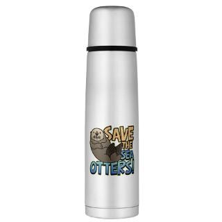Activism Gifts  Activism Drinkware  Save Sea Otters Large Thermos
