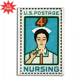 Nursing Stamp Rectangle Magnet (10 pack)