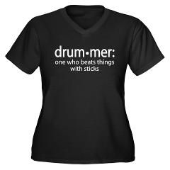 Funny Drummer Definition Womens Plus Size V Neck Dark T Shirt