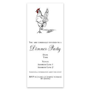And White Invitations > Rooster Hen Chicken line drawing Invitations