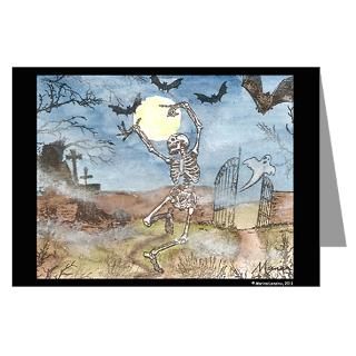 Dancing with the bats  skeleton Greeting Card for