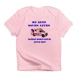 911 Gifts  911 T shirts  Ambulance Saves Lives Aunt Infant T Shirt