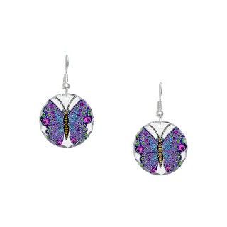 Gifts  Jewelry  Funky Purple Butterfly Earring Circle Charm