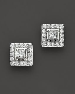 Princess Cut Diamond Earrings In 14K White Gold, 0.25 0.50 ct. t.w