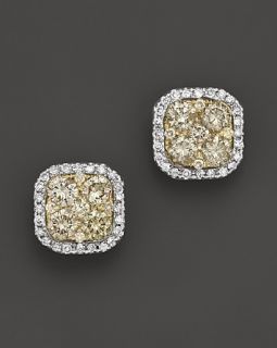Natural Yellow Diamond Earrings in 14K White Gold, 1.15 ct. t.w