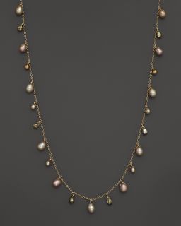 Pink Cultured Freshwater Pearl and Pyrite 14K Yellow Gold Necklace, 17
