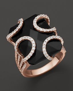 Diamond and Onyx Ring in 14K Rose Gold, 1.15 ct.tw.