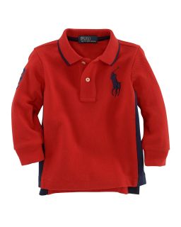 Childrenswear Infant Boys Long Sleeve Mesh Polo   Sizes 9 24 Months