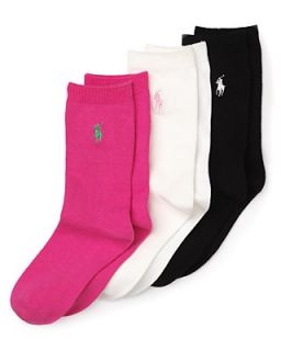 Ralph Lauren Childrenswear 3 Pack Flat Knit Socks   Girls 7 16