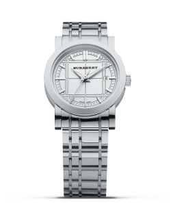 Burberry Etched Check Bracelet Watch, 28mm