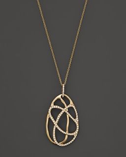 Diamond Oval Pendant Necklace in 14K Yellow Gold, .35 ct. t.w.