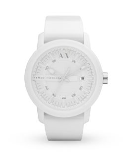 Armani Exchange White Rubber Watch, 44mm