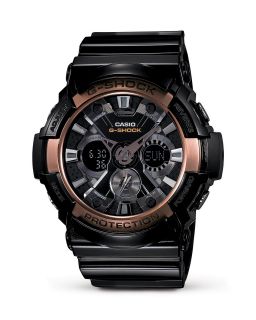 Shock Black and Rose Gold Wide Face Watch, 55mm