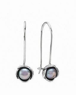 PANDORA Earrings   Sterling Silver & Grey Freshwater Pearl Dangle