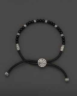 John Hardy Mens Sterling Silver Batu Bracelet with Black Onyx Beads
