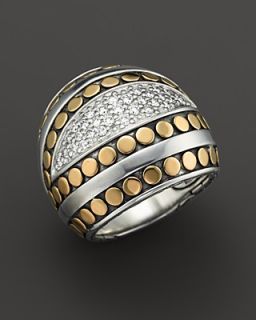 John Hardy Dot Deco Gold And Sterling Silver Dome Ring With Diamond