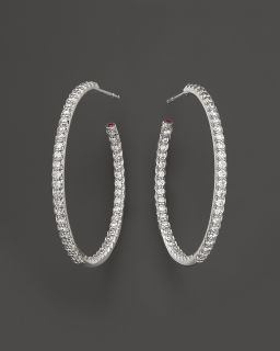 Large Micro Pave Diamond Hoop Earrings, 0.98 ct. t.w.