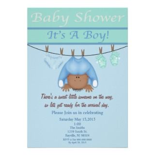 Blue And Green Boy Baby Shower Invitation