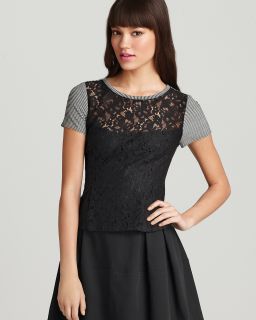 nanette lepore top grand entry lace price $ 228 00 color black ivory
