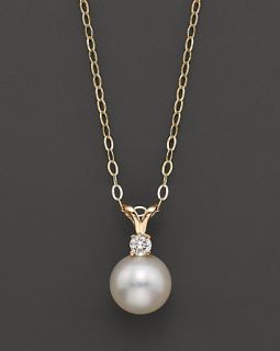 Cultured Pearl Pendant Necklace, Yellow Gold, 7.5 mm
