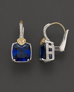 Judith Ripka Lab Created Blue Corundum Earrings