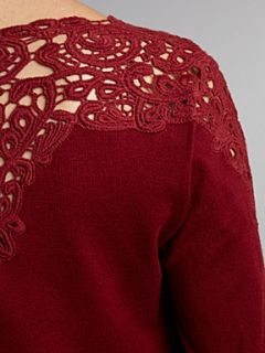 Samya Lace panel jumper dress Burgundy   House of Fraser