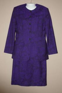 Womens Pendleton 2 PC Virgin Wool Skirt Suit Size 8 Purple Black
