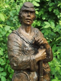 Mark Hopkins Sculpture Civil War Soldier, Musket Canteen Kepi,Bronze