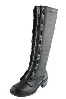 Kensie Girl New Katerina Black Embellished Block Heel Mid Calf Boots