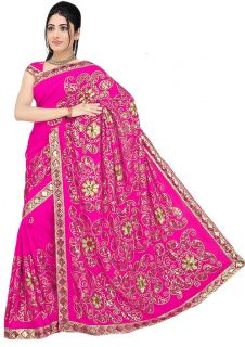 Georgette Heavy Sequin Embroidery Sari Saree India Boho