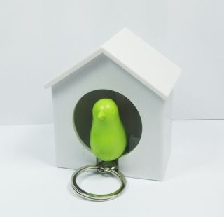 Whistle Sparrow Bird Keychain Key Ring Chain with Bird House Holder 8