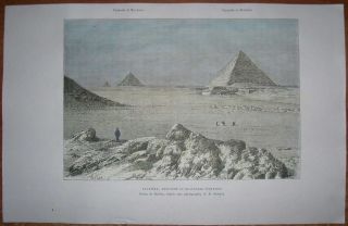 1885 Reclus Print Pyramids of Giza Cairo Egypt 39