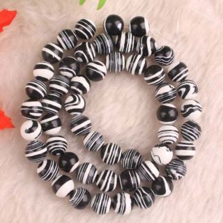 8mm Manmade Howlite Zebra Malachite Round Loose Beads