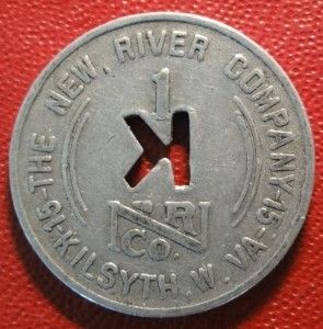Coal Trade Token Kilsyth West Virginia 1949 New River 1515 D1 R 3 22mm