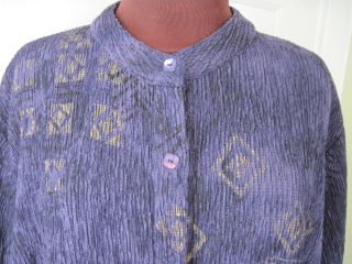 TRAVELSMITH Purple Crinkly Mandarin Tunic Shirt 2X