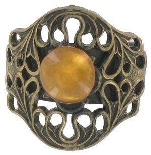 Vintage Kim Craftsmen Victorian Style Topaz Glass Ring