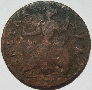 GB 1738 King George II Halfpenny Colonial Coin Nice