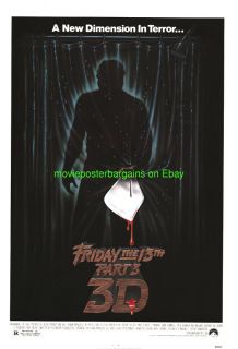 Friday The 13th Part 3 3D Movie Poster Original 27x40 One Sheet