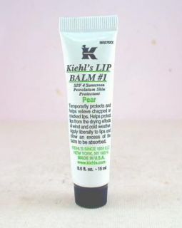Kiehls Lip Balm # 1 SPF 4 Petrolatum Skin Protectant   Pear   .5 oz