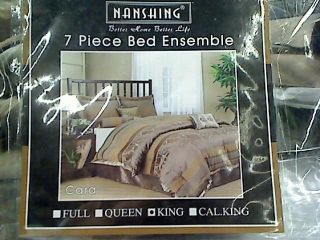 Nanshing Cara King 7 Piece Jacquard Comforter Set Taupe